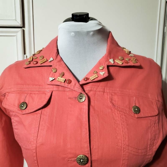 Hearts of Palm south beach coral denim jacket - Picture 2 of 7